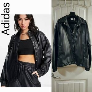 Adidas faux leather coach style jacket bomber